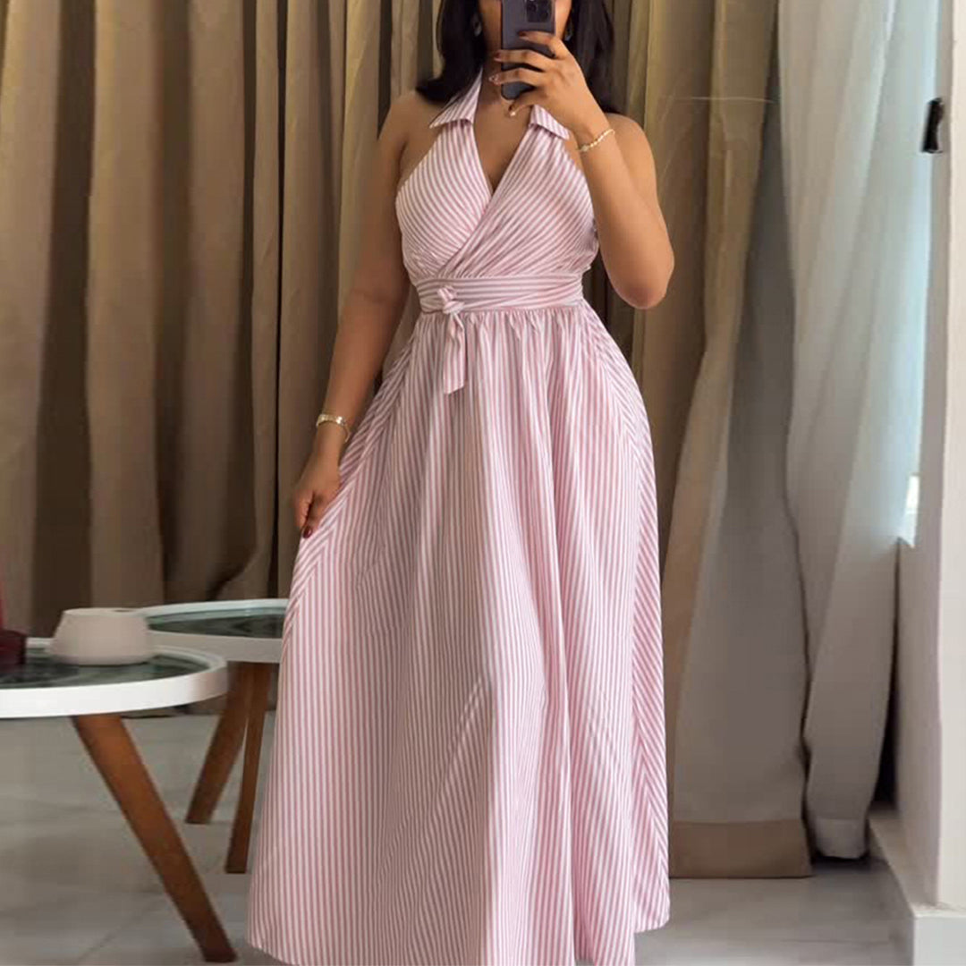 Damen Maxikleid mit elegantem Wickel-Design und hohem Schnitt Drune