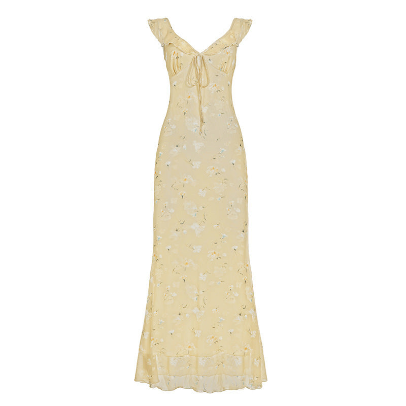 Damen Maxikleid mit floralem Design und verstellbarem Träger Drune