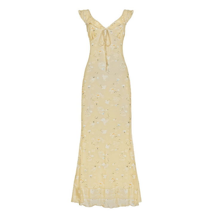 Damen Maxikleid mit floralem Design und verstellbarem Träger Drune