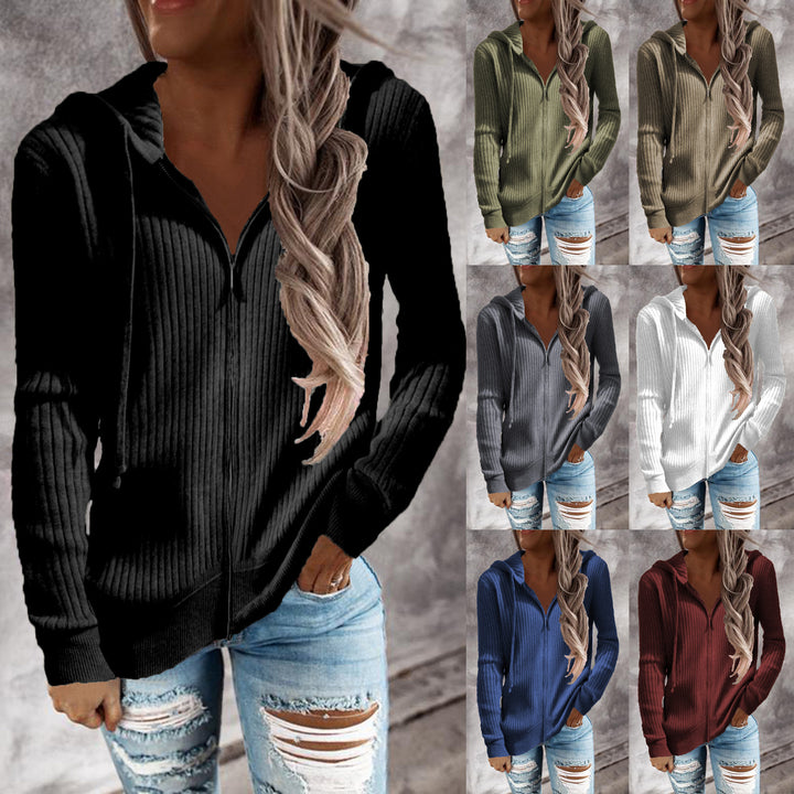 Damen Kapuzenjacke im angesagten Rippenstrickdesign Drune