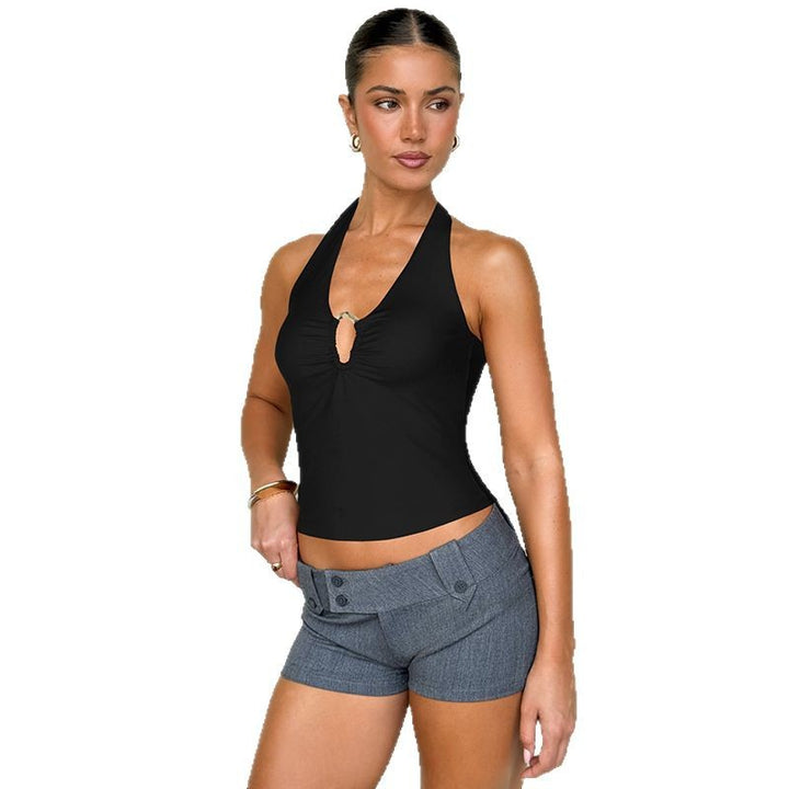 Damen Neckholder-Top mit dekorativem Schlitz und raffiniertem Design Drune