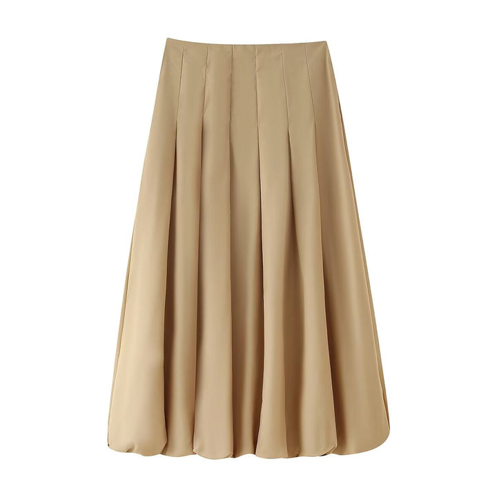 Damen nan plissierter Maxirock mit hoher Taille, kastigen Falten und fließender Silhouette Drune