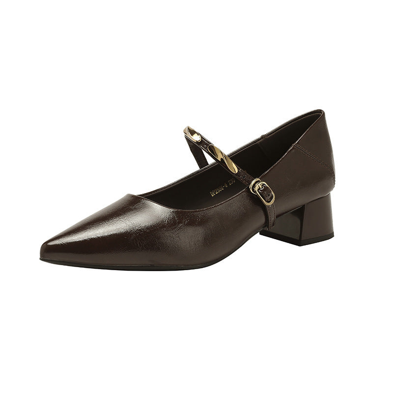 Damen Elegante Pumps mit modischem Riemen und komfortablem Blockabsatz Drune