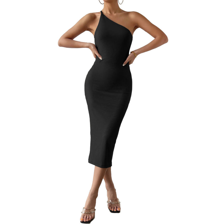 Damen figurbetontes Midikleid mit asymmetrischem Design Drune