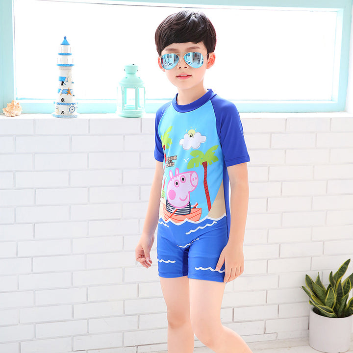 Jungen UV-Schutz Schwimmanzug mit langen Ärmeln und süßem Dinosaurier-Motiv Drune
