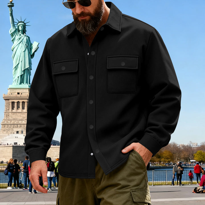 Herren nan Overshirtjacke aus robustem Baumwollmix mit Druckknopfleiste, aufgesetzten Brusttaschen und entspannter Silhouette Drune