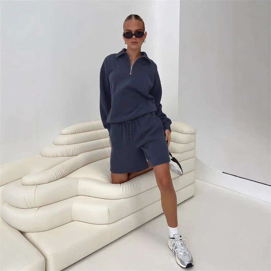 Damen Warming Sweatshirt und Shorts Set Drune