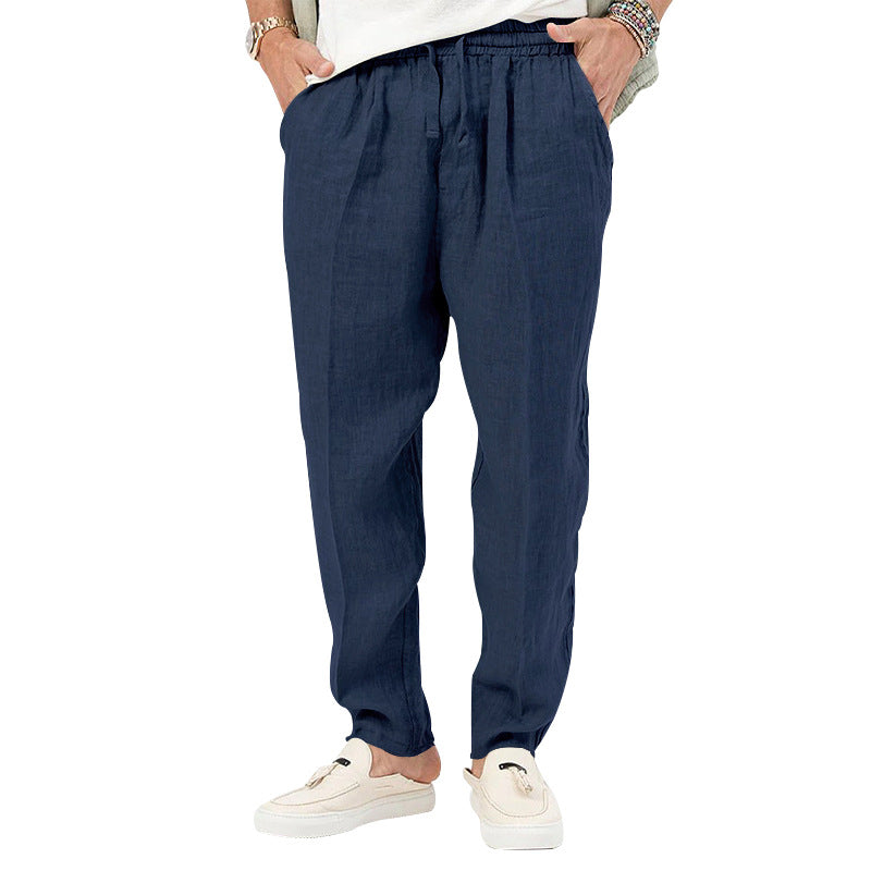 Herren nan leichte Leinenhose mit elastischem Bund und seitentaschen lässiger Schnitt Drune
