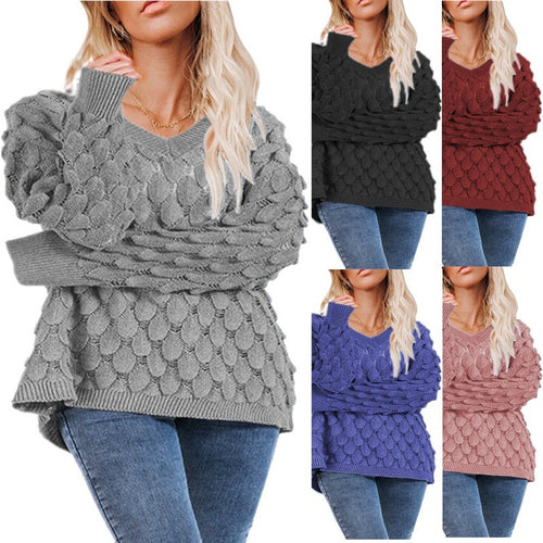 Damen Pullover mit Struktur und V-Ausschnitt Drune