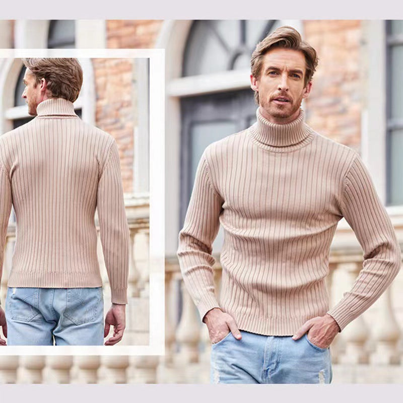 Herren nan gerippter Feinstrick-Rollkragenpullover Slim Fit Drune