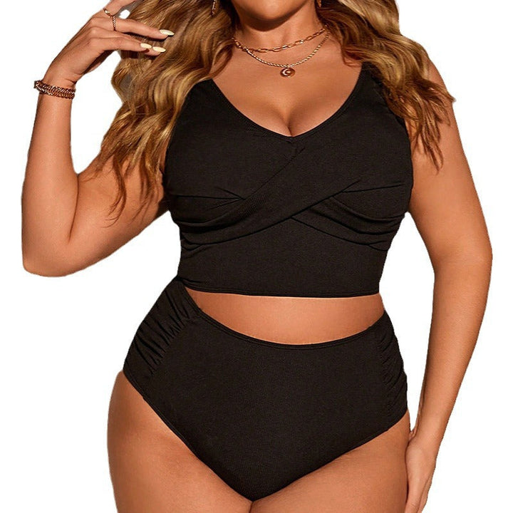 Damen Bikini-Set mit hochtailliertem Slip und gerafftem Oberteil Drune