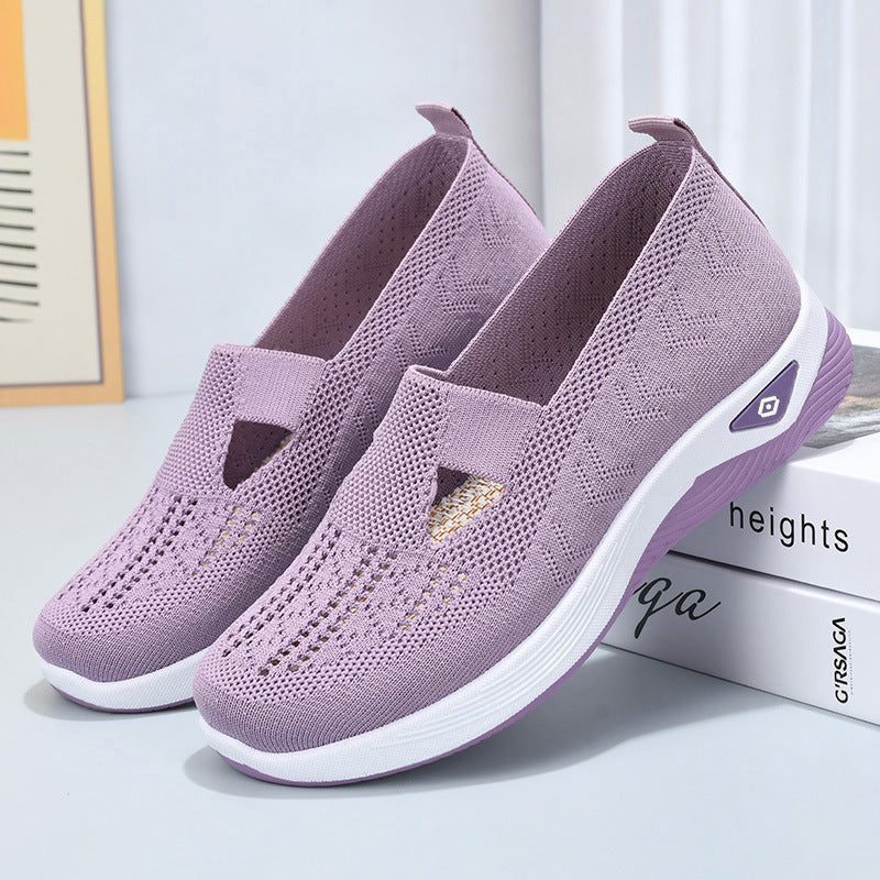 Damen nan leichte atmungsaktive Slip-On Sneaker mit elastischem Strickoberteil und orthopädischer Komfortsohle Drune