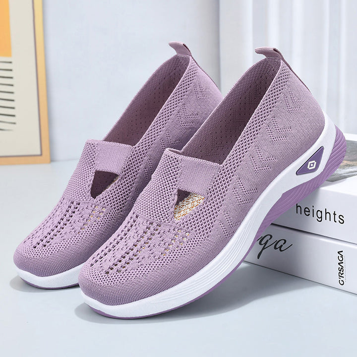 Damen nan leichte atmungsaktive Slip-On Sneaker mit elastischem Strickoberteil und orthopädischer Komfortsohle Drune
