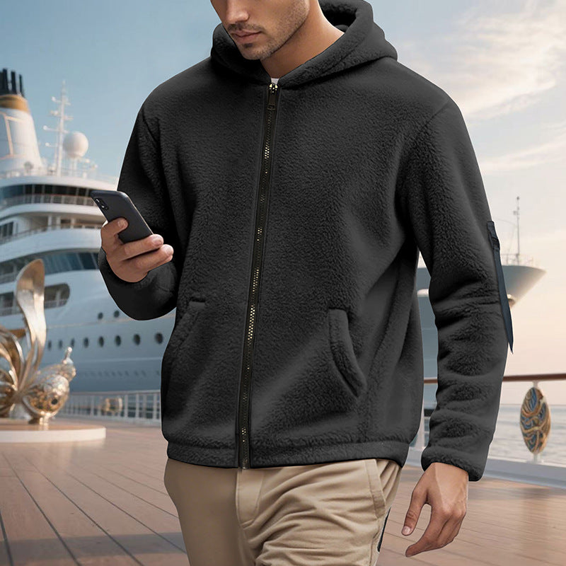 Herren kuscheliger Fleece-Hoodie mit glänzendem Reißverschluss und praktischen Taschen Drune