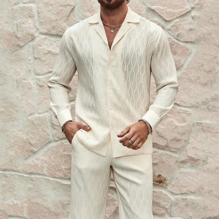 Herren eleganter Set mit feinem Strukturmuster und komfortablem Schnitt Drune
