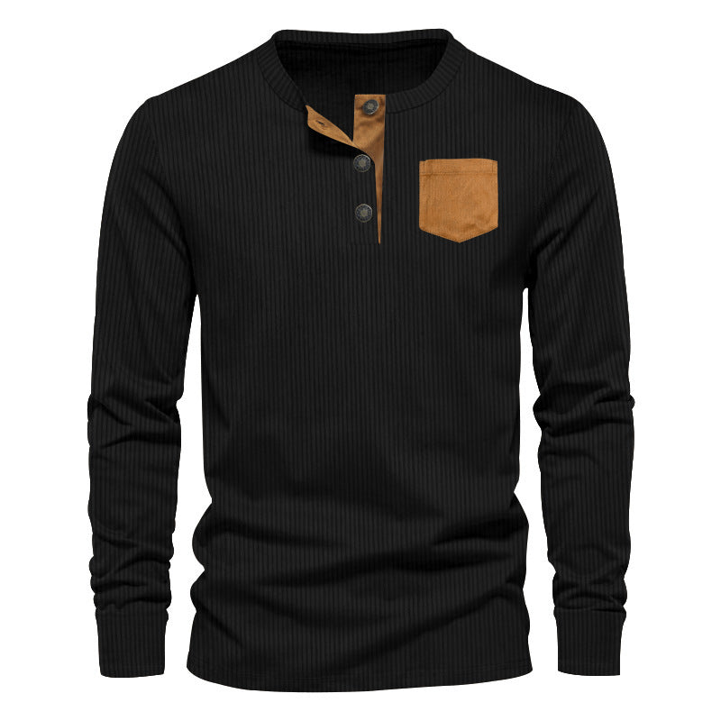 Herren Langarmshirt mit Rippstruktur und bequemem Stehkragen Drune