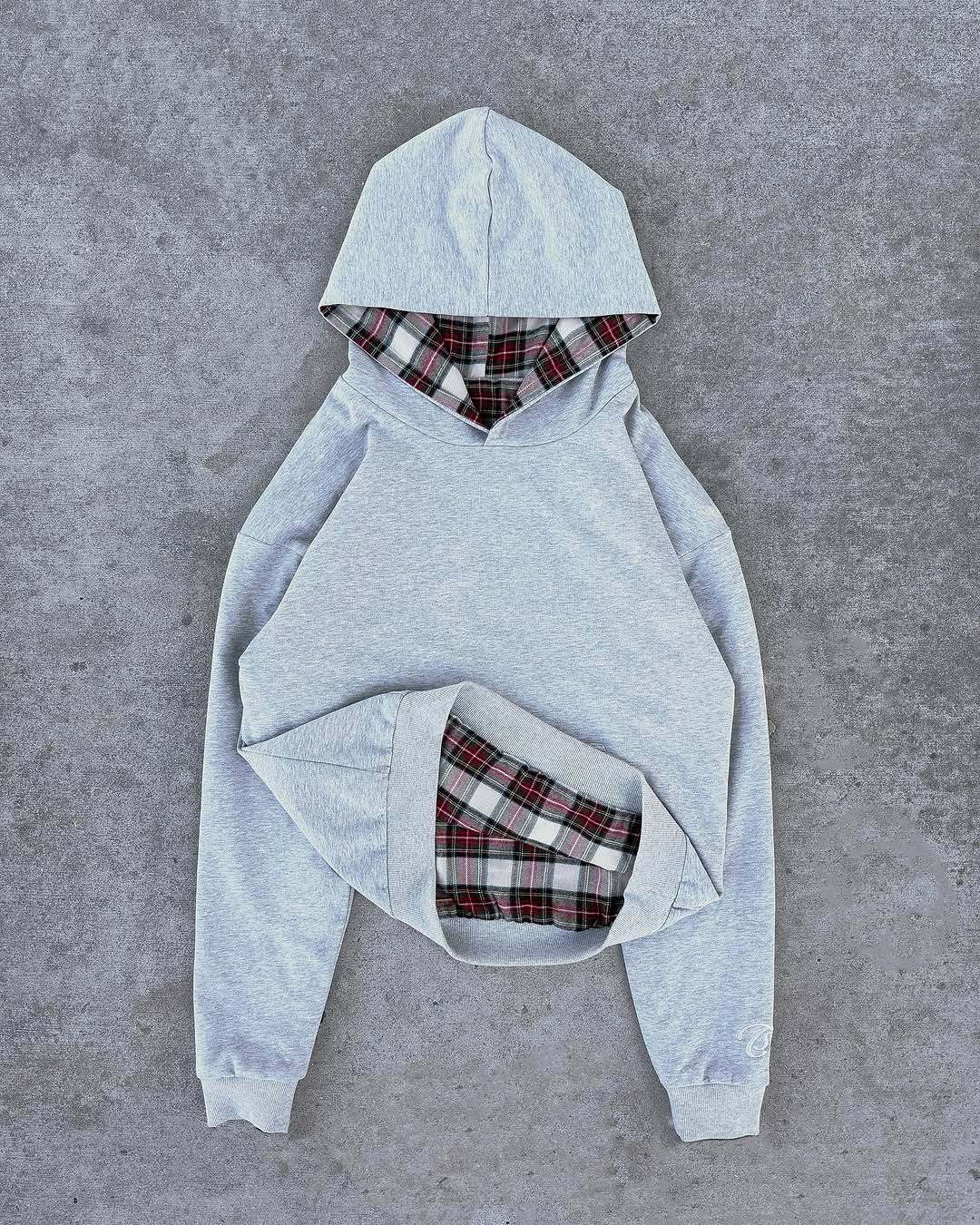 Damen bequemer Kapuzenpullover mit Karomuster Drune