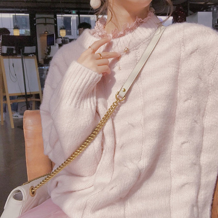 Damen Grobstrickpullover mit Rippstruktur und dekorativen Details Drune