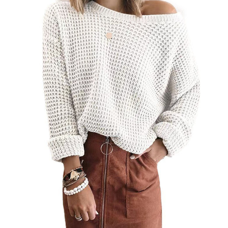 Damen Strickpullover im lässigen Oversize-Style mit schulterfreiem Design Drune