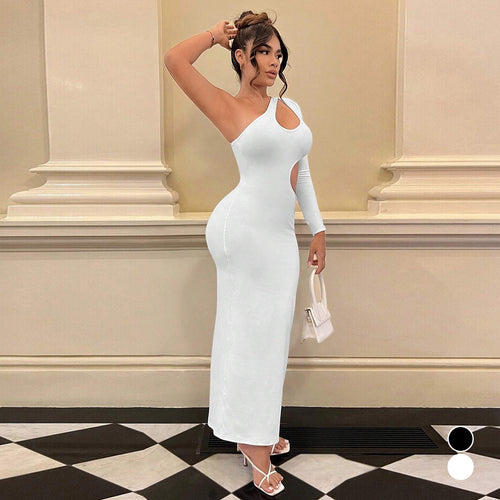 Damen Longsleeve Maxi-Kleid mit sexy Cut-Outs und figurbetontem Schnitt Drune