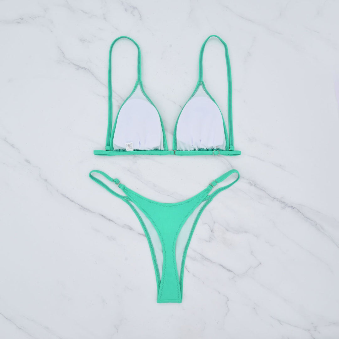 Damen Triangel-Bikini mit ultra-hohem Beinausschnitt und feiner Raffung Drune