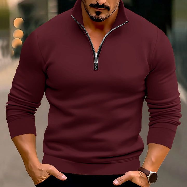 Herren Pullover mit halbem Reißverschluss und modernen Akzenten Drune