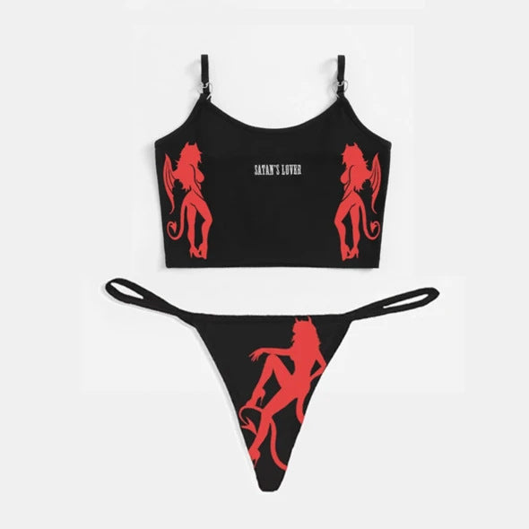 Damen Bandeau Bikini-Set mit auffälligem Grafikdruck Drune