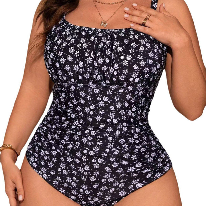 Damen Einteiler Badeanzug mit floralem Schnitt und elegantem Wickeldetail Drune