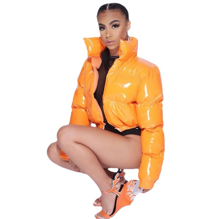 Damen modische kurze Steppjacke mit glänzendem Finish Drune