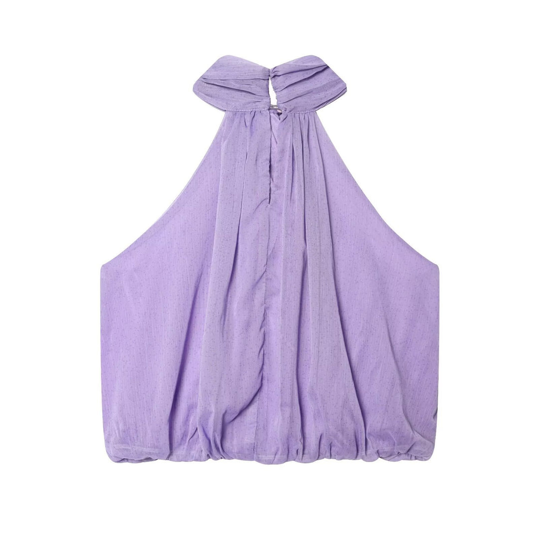 Damen ärmelloses Haltertop mit eleganter Raffung und modischem Schlüssellochausschnitt Drune
