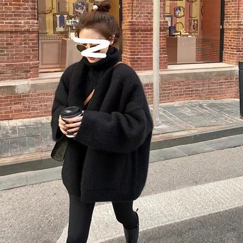 Damen kuschelige Strickjacke mit offenen Fronten und praktischen Taschen Drune