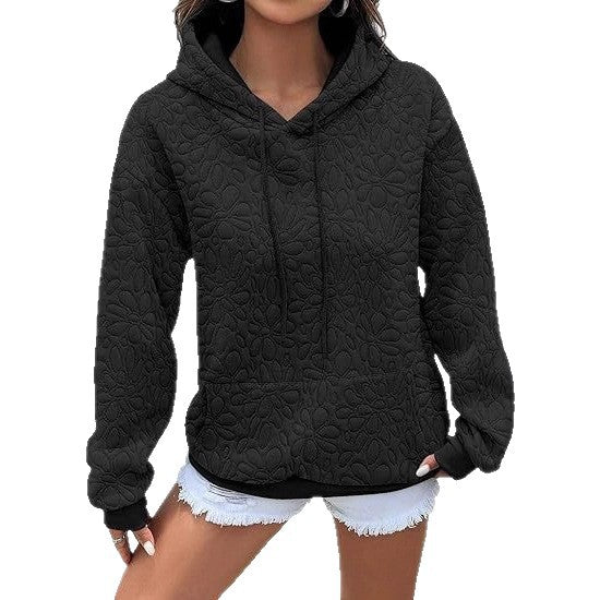 Damen Kapuzenpullover mit floralen Prägungen und großzügiger Passform Drune