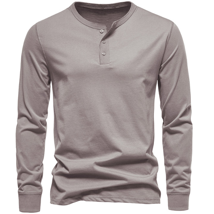 Herren Langarm Button-Up Henley Shirt Drune