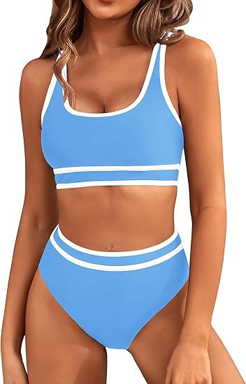 Damen Sportlicher Hochgeschnittener Bikini Drune
