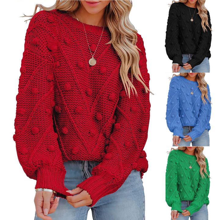 Damen stylischer Strickpullover mit strukturiertem 3D-Muster Drune