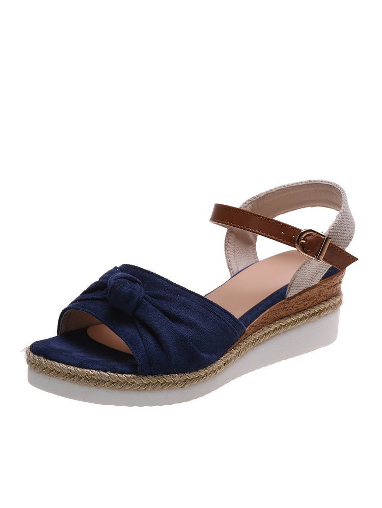 Damen Wedge-Sandalen mit verstellbarem Riemen und elastischem Einsatz Drune
