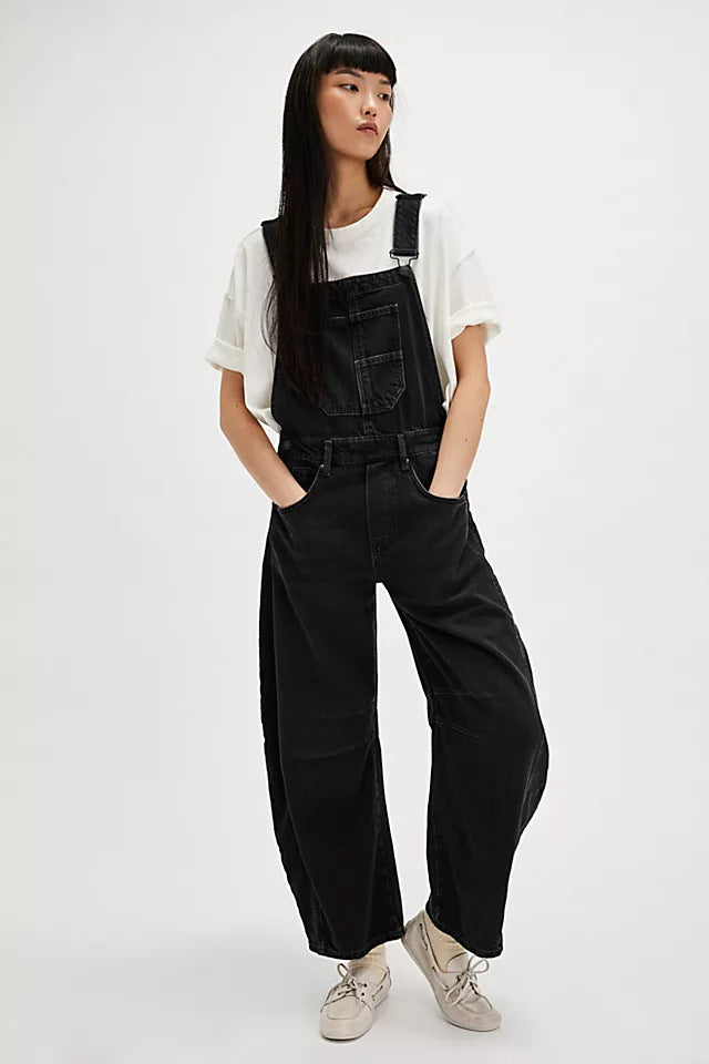 Damen Latzhose im lässigen Oversized-Stil mit praktischen Taschen und modischen Akzenten Drune