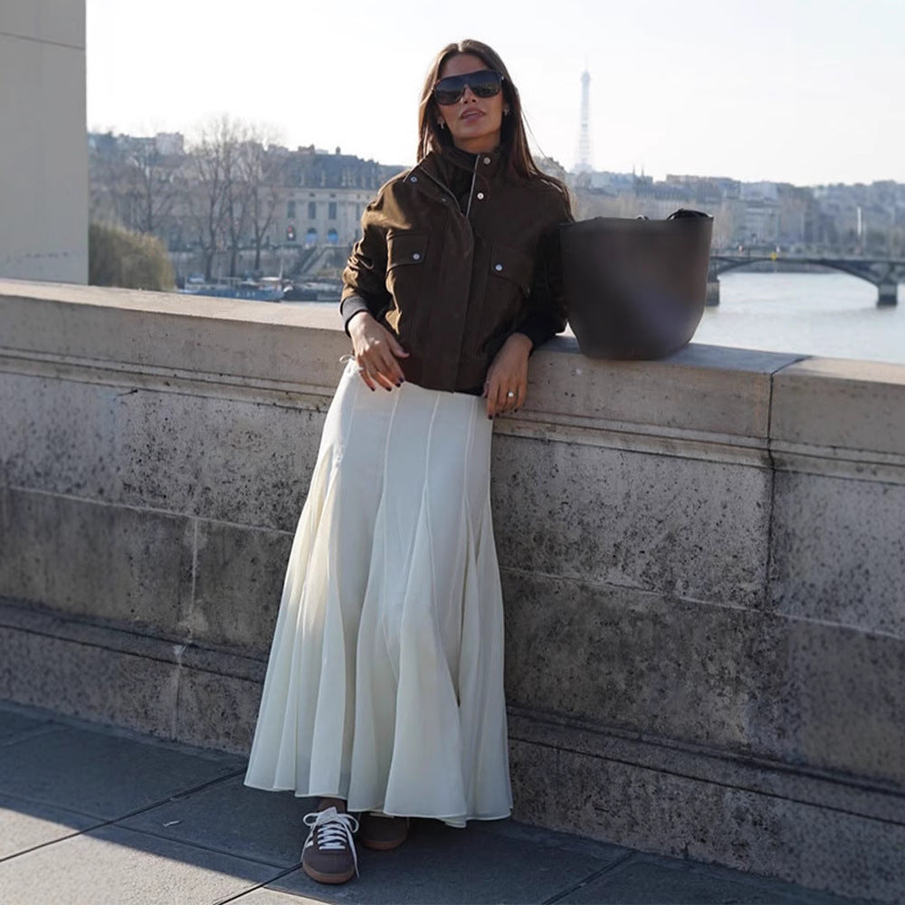 Damen lässige Suede-Jacke mit funktionalen Taschen und modernem Design Drune