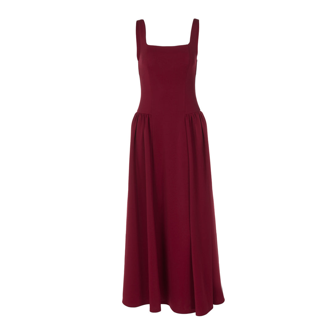 Damen Elegantes Abendkleid mit quadratischem Ausschnitt und fließendem Rock Drune
