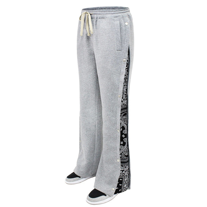 Damen nan Jogginghose mit seitlichen Druckknopfschlitzen und Paisley-Einsatz Drune