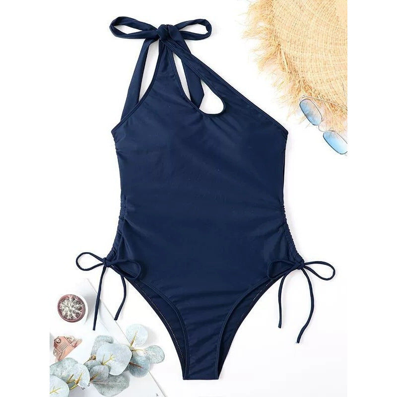 Damen Cut-Out Badeanzug mit hochgeschlossenem Design und verstellbaren Trägern Drune