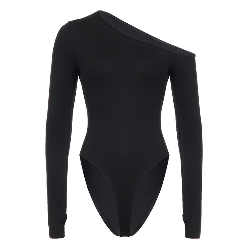Damen eleganter Body mit langen Ärmeln und weitem Halsausschnitt Drune