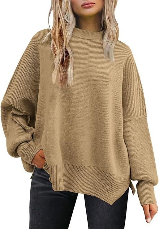 Damen Oversized Strickpullover mit breiten Ärmeln und strukturierter Oberfläche Drune