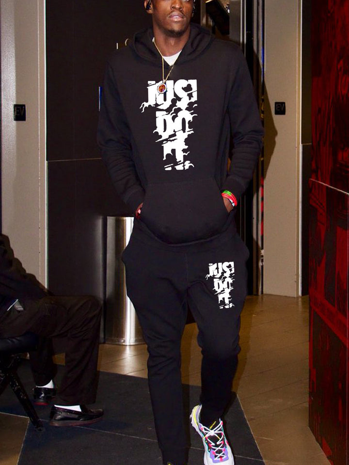 Damen Sportliches Hoodie- und Jogginghose-Set mit modernem Logo-Design Drune