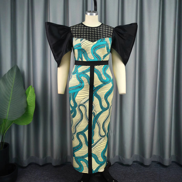 Damen Elegant designendes Maxikleid mit auffälligen Puffärmeln Drune