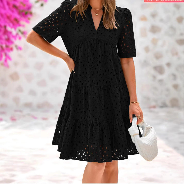 Damen Sommerkleid mit Luftigen Lochmuster Von Drune