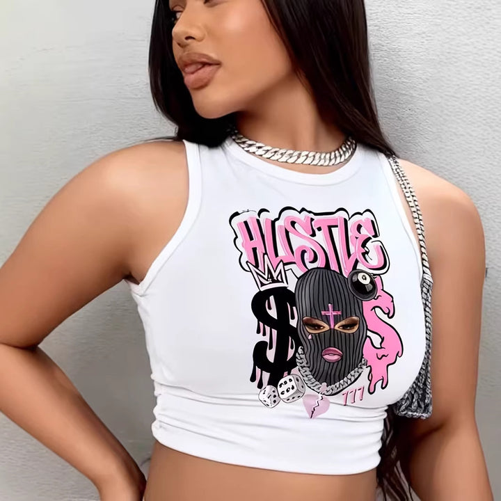 Damen Crop-Top mit auffälligem Grafikdesign Drune