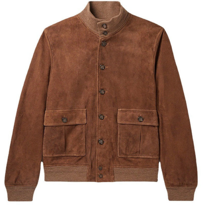 Herren Wildlederjacke mit praktischen Taschen und modernem Kragen Drune