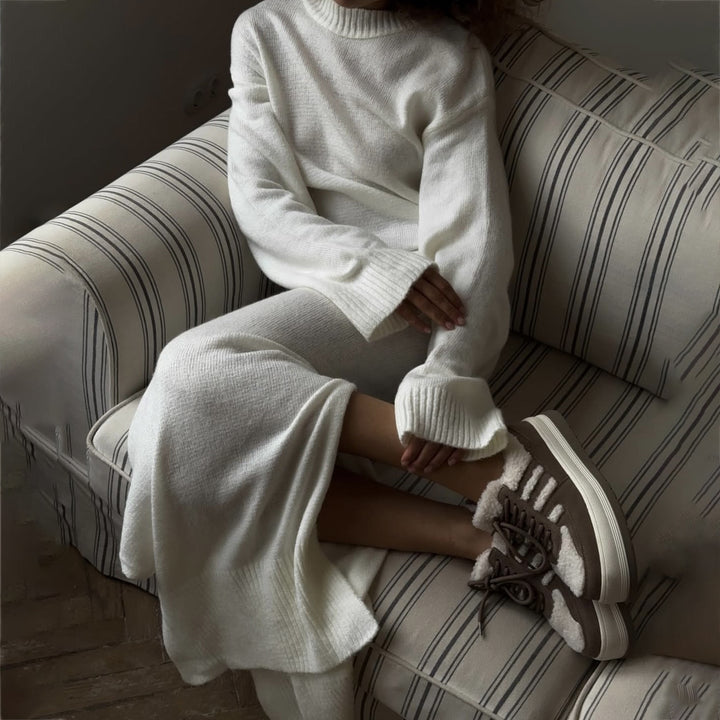 Damen Oversized Strickkleid mit langen Ärmeln und breitem Saum Drune