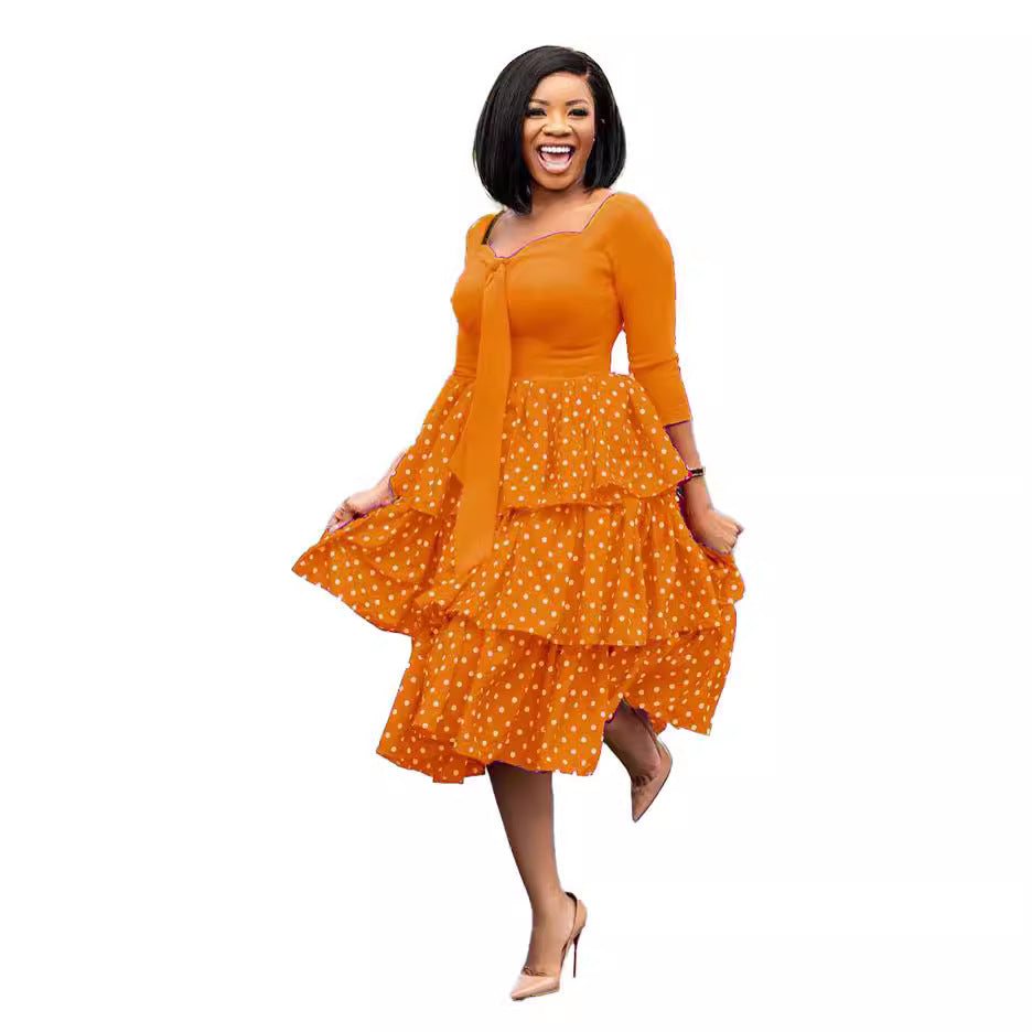 Damen Maxikleid mit verspieltem Rüschen-Design und eleganter Schleife Drune